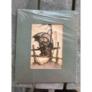 Hummel 1980s Ars Edition Boy And Girl Under Umbrella Framed Print